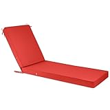 Chaise Lounge Cushions Outdoor with Ties Non-Slip Chaise Lounge Cushion Removable Patio Seat Cushions,Waterproof Lounge Chair Cushion for Outdoor Furniture (Red, 72x21x3 Inch)