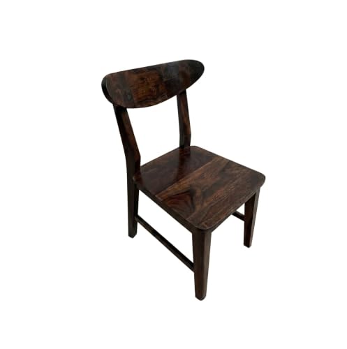 Image of Solid Sheesham Wood Dining Chair | Wooden Back Cut Dining Chair Set of 4 | Chairs for Dining Room | Study Room | Office | Finish Color - Walnut Finish |