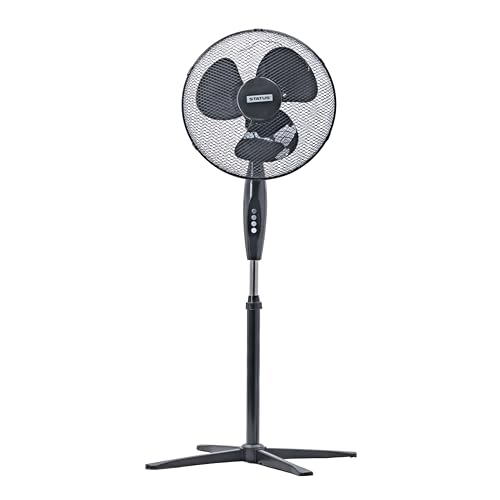 Status 16 Inch Black Standing Fan, Oscillating, 3 Speed, Adjustable Angle, Portable, Quiet Operation, For Home Office (S16BSTANDFAN1PKB)