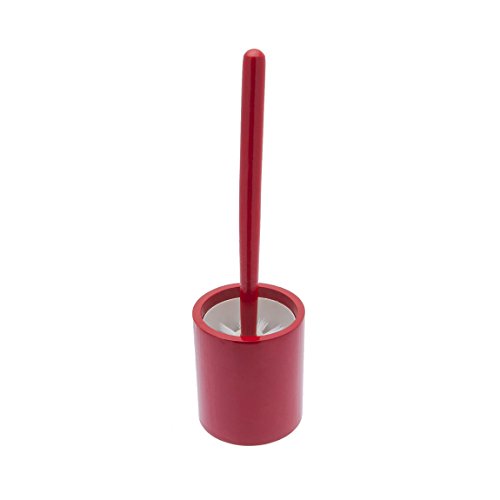 FRANDIS 190609 Pot à Balai Rond Rouge + Brosse WC Manche Bois 500 g Ø 110 x 370 mm