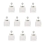 zenra 10個 かわいいキューブガラス小瓶 キャップセット付き ガラスカバー ハンドメイド ガラスペンダントサプライ (シルバーキャップ、10mm)