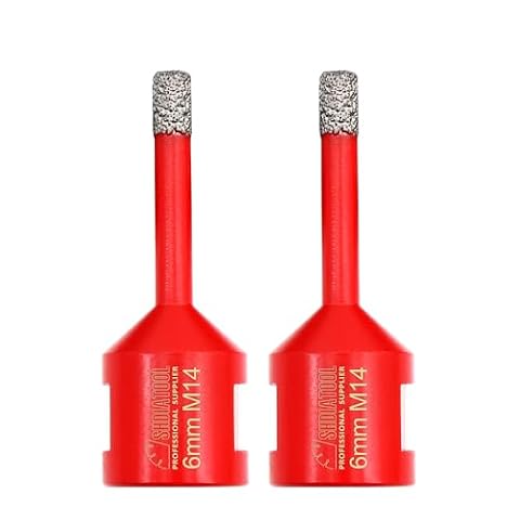 SHDIATOOL Diamentowa koronka wiertnicza 2 sztuki 6 mm gwint M14 do porcelany, płytek, ceramiki, granitu, marmuru, wiercenia na sucho