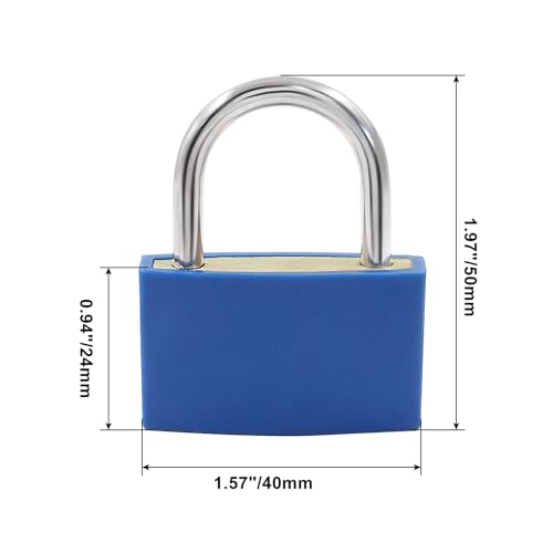Image of BokWin 2 Pack Keyed Padlock Luggage Locks Blue ABS Plastic Covered | Copper Padlock, For Jewelry Box, Laptop Bag, Backpack, Gym Locker