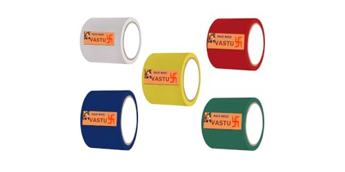 Image of Vastu Color Floor Tapes, Vastu Dosh Remedy /Vastu Correction for WC Toilet and Entrance (4Inch Wide, 25 Meter Length Approx) Red, Yellow, Green, Blue and White-Set of 5