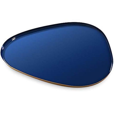 Allegorie Decorative Tray | Gold Metal Serving Tray (Blue) Cover