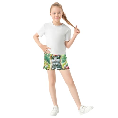 Floral Crown Bunny Girls Athletic Lounge Shorts Youth Teens Kids Summer Fashion Comfy Pajama Sleepwear, X-Small2