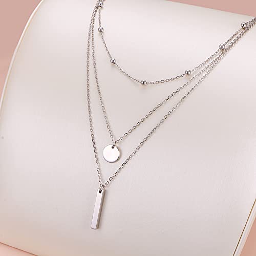 DAOCHONG S925 Sterling Silver Multilayer Layered Triple Long Chain Pendant Necklace for Women Jewelry4