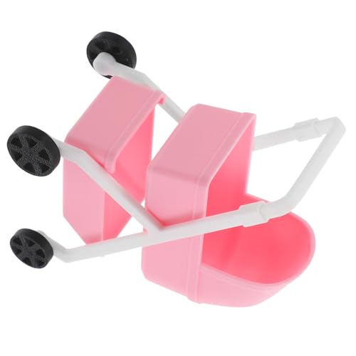 VICASKY 12 Maßstab Detailreicher Puppenwagen für Puppenhaus Realistisches Puppenspielzeug Kompakter Kinderwagen In Rosa Robustes Puppenhaus Zubehör