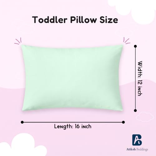 Image of Atiksh Beddings 16x22 Youth Pillowcase, Pack of 2 Toddler Travel Pillow Cases, 100% Egyptian Cotton, 600 Thread Count, Zipper Closure, Small Kids Pillowcase for Travel, Apple Green
