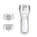 Hangsun epilateur electrique femme sans fil, Rechargeable épilateur électrique femme 2 en 1 avec 2 réglages de vitesse, Épilateur électrique sans douleur pour le corps，lumière LED, blanc