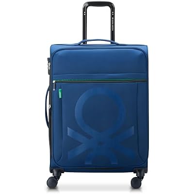 United Colors of Benetton Color Block Softside Expandable Luggage with Spinner Wheels, Navy, Carry-On 19 Inch