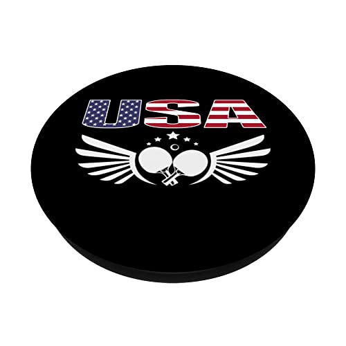 Proud America Table Tennis Lovers Jersey USA Flag Ping Pong PopSockets Swappable PopGrip, Black - Image 2