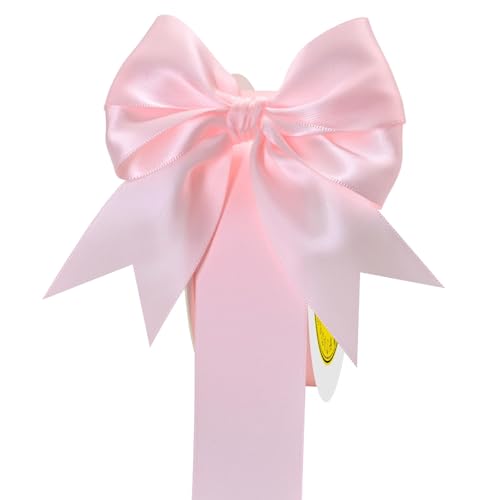 Image of Double Face Lt.Pink Satin Ribbon 1-1 /2 inch X 50 Yards Polyester Lt.Pink Ribbon for Gift Wrapping Very Suitable for Weddings Party Hair Bow Invitation Decorations and More