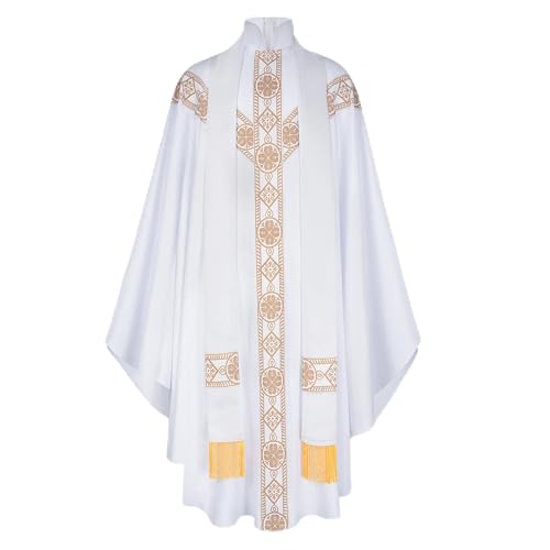 Chasulla católica unisex de fácil colocación con cremallera cuello alto y estola de cruces