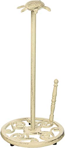 Hampton Nautical Whitewashed Sea Turtle Paper Towel Holder 13"-Crab Beach Decor-Cast Iron #TOP1