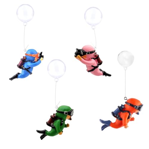 Aquarium Deko Set, 4 Stück Schwimmende Taucher Figuren, Harz Aquarium Zubehör für Fischbecken,Dekoration für Süßwasser Aquarien, Bunte Taucher Ornamente für Home & Büro, Fisch Tank Landschaftszubehör