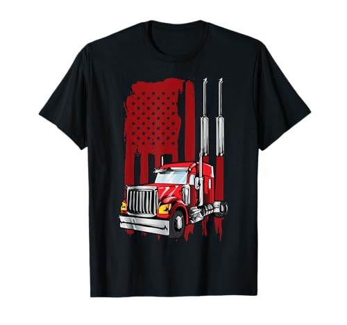 American Flag Semi Truck Driver Tee Camionero Amantes Camiseta
