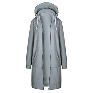 Sweat à Capuche décontracté en Molleton pour Femmes Cardigans Longs zippés à Manches Longues Vestes d’hiver Chaudes avec Poche en Fausse Fourrure