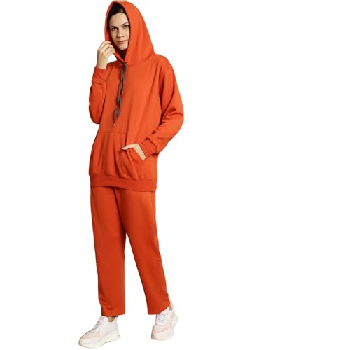 Image of Mack Jonney Solid Hooded Cotton Fleece tracksuit Co-Ord Set for Women-MACK32729