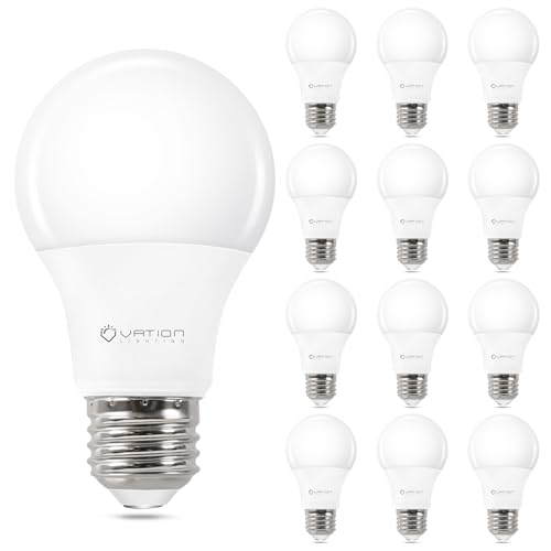 12 Pack A19 LED Light Bulbs, 40 Watt Equivalent Daylight 5000K with E26 Medium Base, Efficient 5W, 450 Lumens Non-Dimmable LED Bulbs, ETL/UL Listed, Energy Efficient for Bedroom Home Office