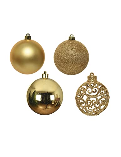 Image of Christmas Tree Baubles Decorations Shatterproof - LIGHT GOLD