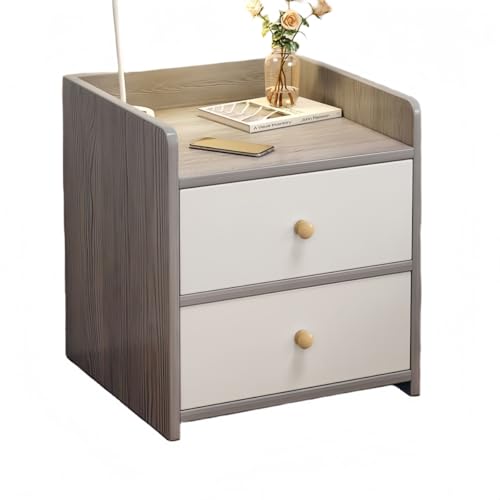 miluFox【引き出し付き スリムデザイン】ベッドサイドテーブル コンパクト小型 おしゃれ ベッド横 ソファサイド 収納棚 電話台 省スペース 寝室 リビングに (モランディ灰です,【ダブル抽選で売れ】)