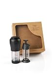 Kit Presente para Café Pressca – Cafeteira Portátil 350 ml + Espumador de Leite BPA Free para cafés e chás com praticidade em casa ou viagem, embalagem presenteável – Cor: Preto
