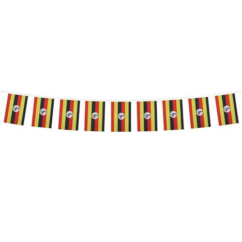 Image of AZ FLAG Uganda 6 meters BUNTING Flag 20 flags 9'' x 6'' - Ugandan STRING flags 15 x 21 cm