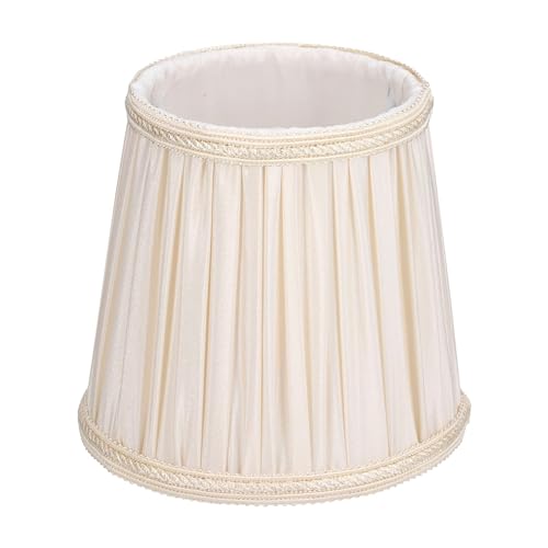 HERCHR Retro/Vintage Seda Pantalla plisada, Pantalla de Barril de Tela Plisada con Clip, Pantalla de LáMpara de ArañA para Bombillas E14 Candelabro Vela Hotel Biblioteca, 6.1x5.5x4.5inches(Crema)