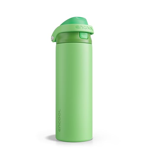Image of ENCOOL Leakproof Insulated Water Bottle with Straw Dual-Sip Water Bottle Bag-Safe Design for Work, Commute & Gym - Keeps Drinks Cold All Day, 24 oz, Algae Green