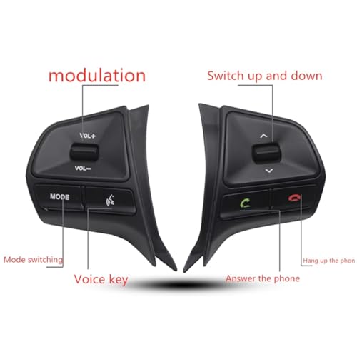 Volante con botón control compatible con Kia Rio 2011-2014 interruptor volumen teléfono audio BT 3