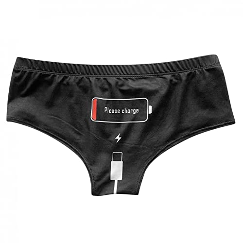Funny 'Please Charge' Print Women Sexy Panties,Ypfxvk Cartoon Stretch Soft Seamless Underwear #TOP1