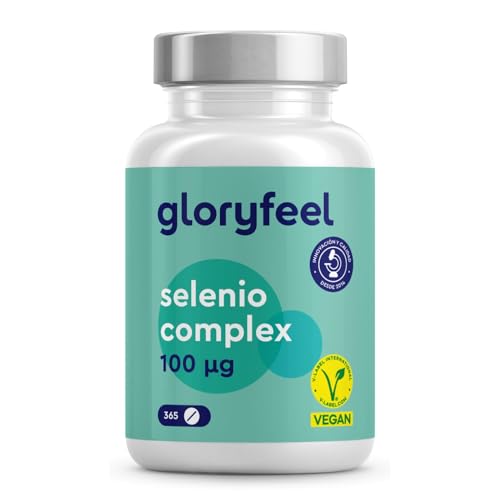 Selenio 100mcg - 365 Tabletas (Para 1 año) - Complejo de selenito de sodio y L-selenometionina - Función normal de la tiroides, sistema inmunológico, cabello y uñas - Sin Aditivos