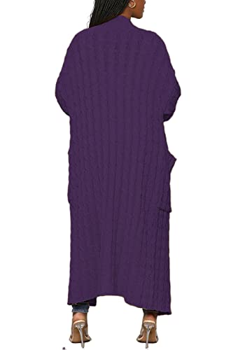 Image of Tcremisa Long Cable Knit Cardigans for Women Chunky Maxi Sweater Coat