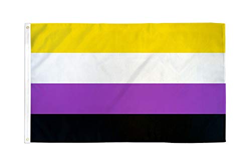 AZ FLAG - Flagge Non-Binary Stolz - 90x60 cm - Genderqueere Fahne 100% Polyester mit Messing-Ösen - UV-beständig - Vives Farben - 50g