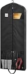 STEPONE Sacs pour vêtements pour vêtements suspendus, 65" Sacs de vêtements pour rangement et voyage, housse pliante en noir avec fermeture à glissière