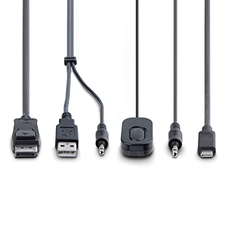 Image of StarTech 2-Port USB-C & DisplayPort Cable KVM, 4K 60Hz, USB Powered, Hybrid