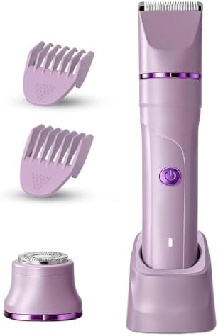 2 in 1 Electric Shaver for Women, Dry/Wet Use for Bikini, Armpit, Face & 12 Precision Areas, Rechargeable Purple Shaver with Detachable Head, Golden Purple image 2
