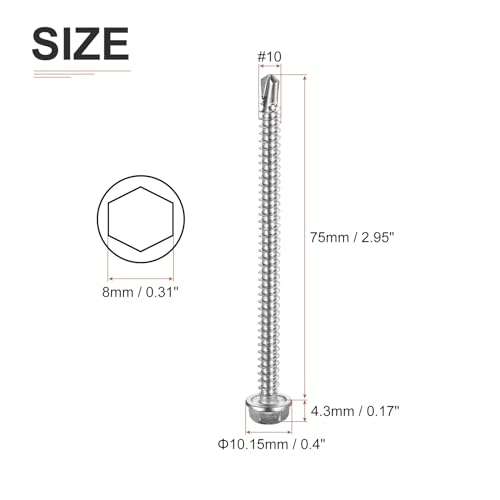 Tornillos autorroscantes hex washer #10x3 50 unidades miniatura 2