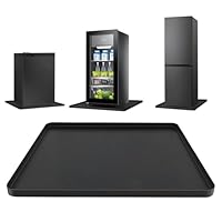 KüHlschrank Matten, 50x50x1.5cm Silikon KüHlschrankmatten Mit ErhöHtem Rand Leck-Proof Washer Drip Tablett Waschmaschinen Unterlage FüR Teppich Boden Schutz, Schwarz