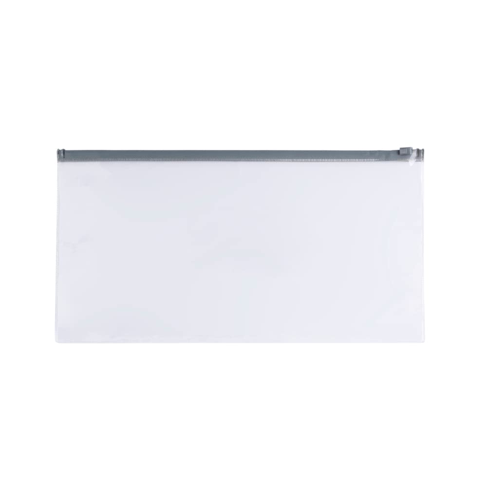 Pack of 12 DL Clear Zippy Bags with Grey Zip - Durable Zipper Document Pouches for Office, School, Travel, Filing, Storage & Organisation