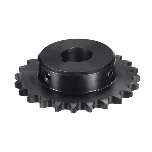 Image of uxcell #40 Chain Roller Sprocket B Type, 1 inch Bore 24 Tooth Single Strand Chain Sprocket, Carbon Steel, Keyway with Set Screws