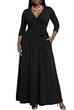 AOMONI Plus Size Maxi Dresses for Women, Graduation Dress Summer, Black