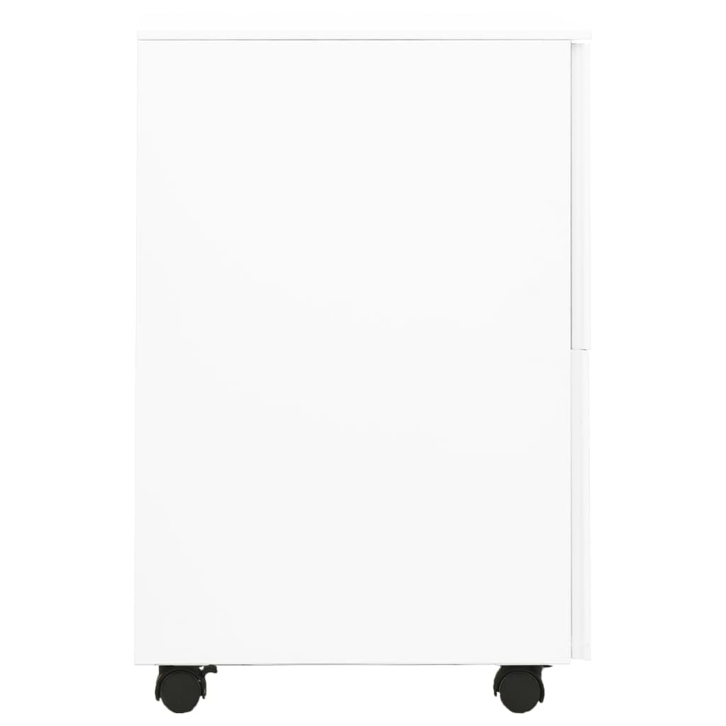 Armadietto per documenti con ruote, in acciaio bianco, 39 x 45 x 67 cm, richiudibile, con 2 cassetti e cartellina sospesa, per ufficio, casa, studio, per riporre i documenti in modo sicuro