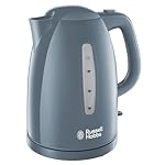 Russell Hobbs Textures Electric 1.7L Cordless Kettle (Fast Boil 3KW, Grey premium plastic, matt & high gloss finish, Removable washable anti-scale filter, Push to open lid, Perfect pour spout) 21274