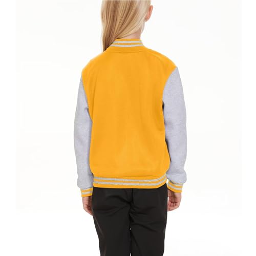 Image of ACEFAST INC Kids Baseball Jacket School Varsity Uniform Casual Sweatshirt Girls Sweater Jacket Baseball Solid Color