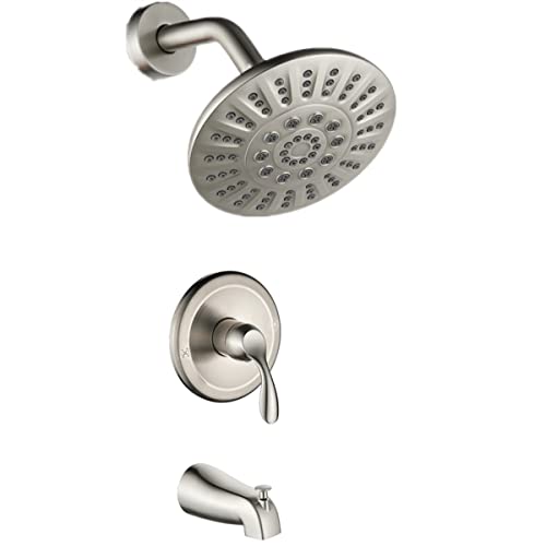 Shower System, Shower Faucet Set With Tub Spout With High Pressure 6" Rain Shower Head And Pressure Balance Valve With Trim And Diverter,Nickel #TOP5