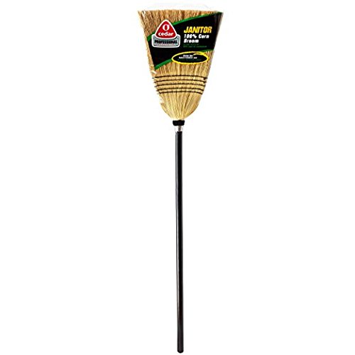 O-Cedar Heavy Duty Corn Broom | Commercial-Grade Indoor And Outdoor Broom To Sweep & Clean Hard Floors| Sturdy Wooden Handle For Strength & Durability, Yellow, Black, 1 Count #TOP5