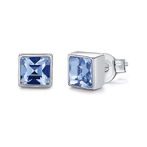 Boucles d'oreilles argent clou carré bleu pour sublimer vos tenues d'été