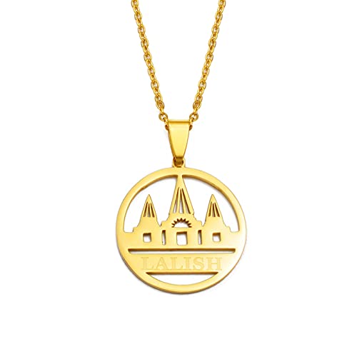 LODMLOER Men's Women's Necklace - Map of Yezidi Lalish Holiest Temple of Yazidis,Patriotic National Day Geometric Pattern Pendant,Fashion Jewelry Hip Hop Rapper Accessory Gift